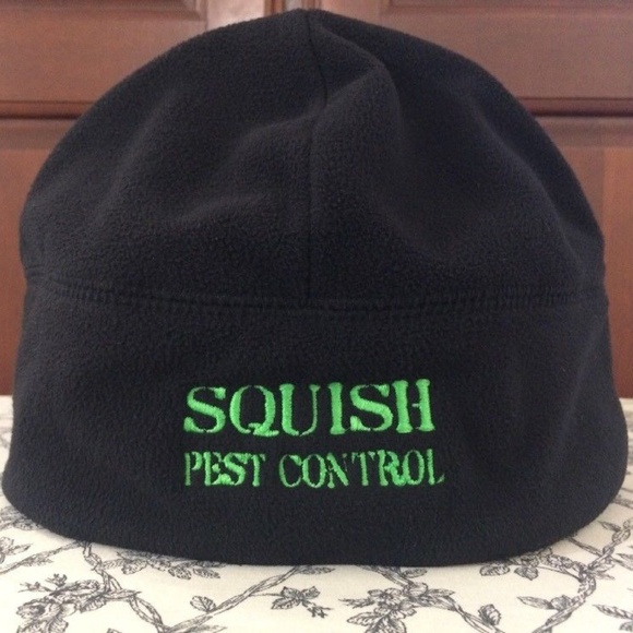 Port Authority Black Beanie:  "SQUISH PEST CONTROL" OSFM - Picture 1 of 6